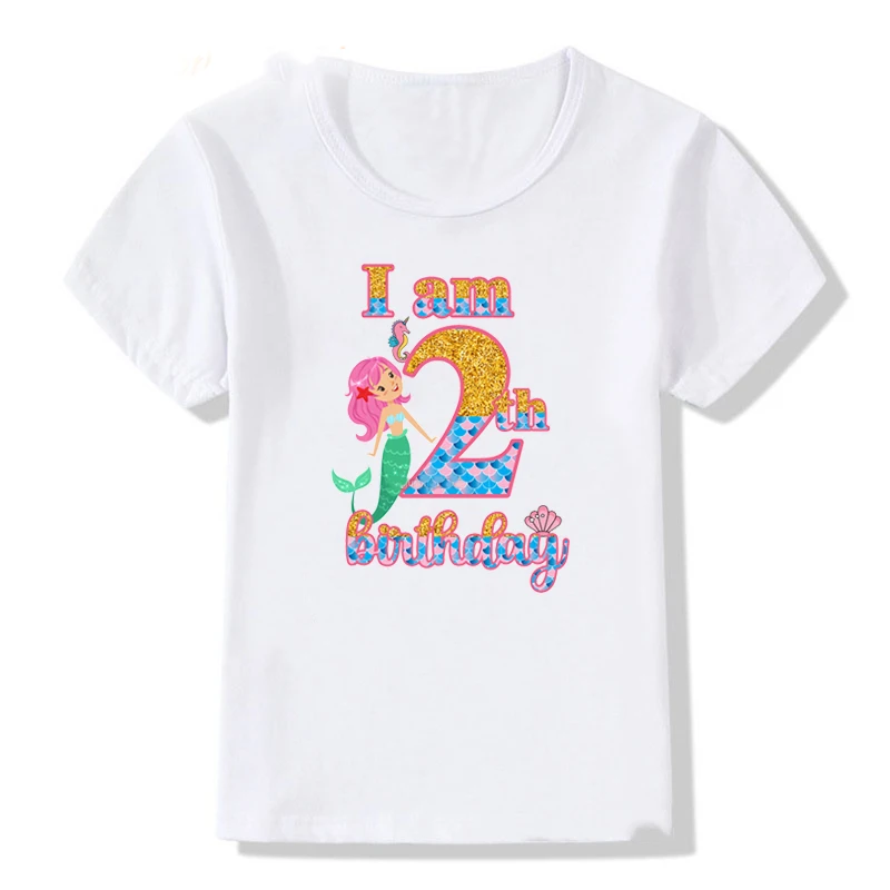 

I Am 2th 3 4 5 Birthday Mermaid Graphic T Shirts Boy T Shirt Girl Kid Clothes Girls T-Shirts Children Clothing T-shirt