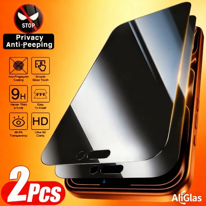 2 Stück Sichtschutzfolie für iPhone 11 12 13 14 15 16 17 Pro Max 14 15 16 Plus 17 Air 12 13 Mini XR XS Max Schutzglas