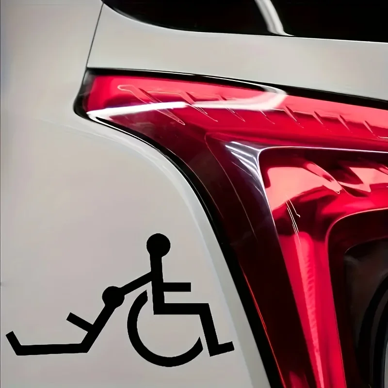Wheelchair User Awareness Vinyl Sticker Angry Wheelchair Guy Finger Design Waterproof Decal for Car Bumper Window Wall