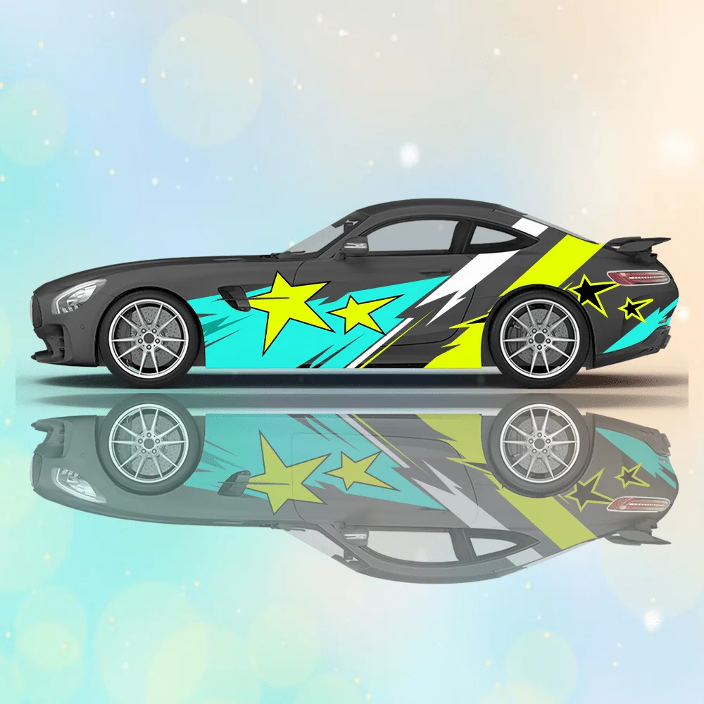 Colored shape five-pointed star printed car sticker full-body decal decoration covering scratches protective car sticker waterpr
