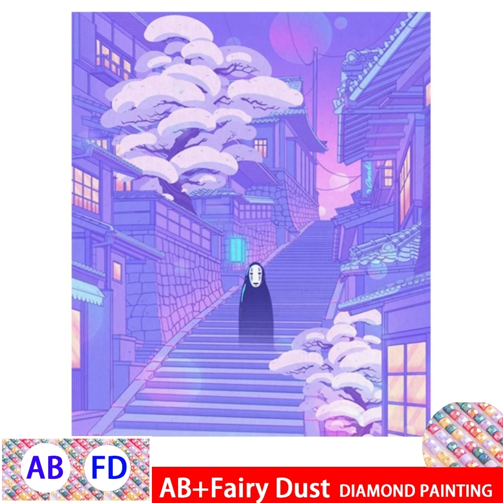 AB Fairy dust Diamond Painting Cross Stitch Chihiro and Chihiro anime 5D DIY Embroidery Rhinestone Painting