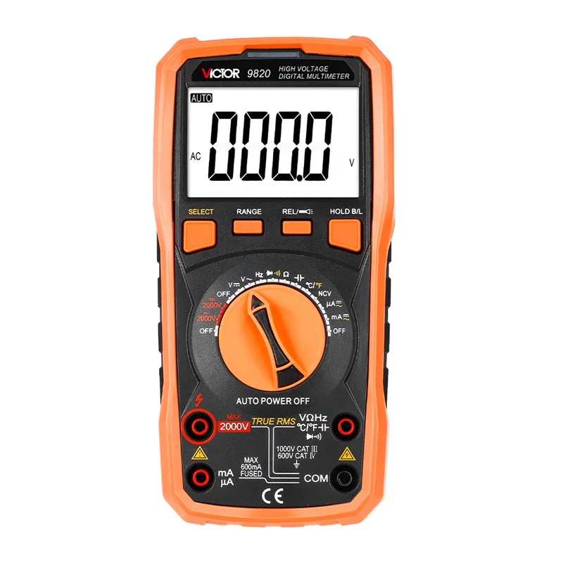 RUOSHUI 9820 2000V High Voltage Digital Multimeter for Mine AC DC Voltmeter True RMS Resistance Capacitor Tester Frequency Meter