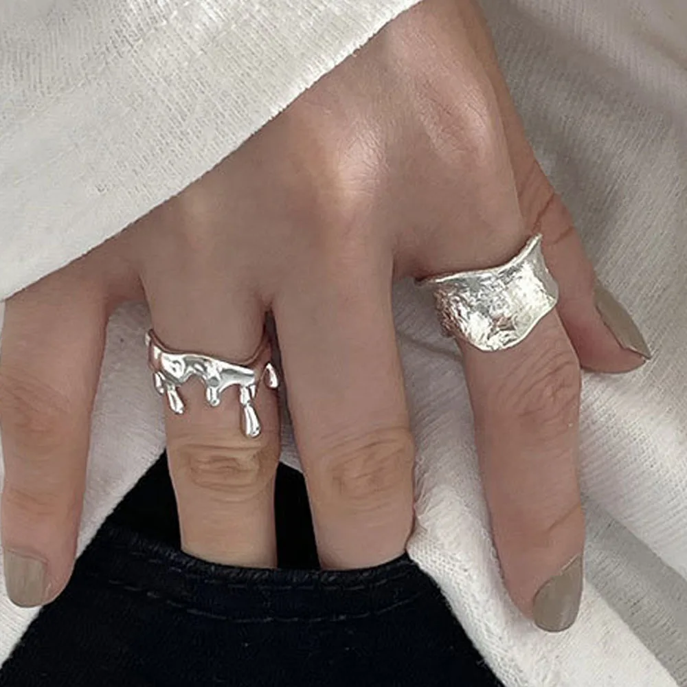 

Кольца BF CLUB из стерлингового серебра 925 пробы для женщин, простые геометрические кольца ручной работы неправильной формы в стиле ретро, широкое кольцо для аллергии, подарок на день рождения