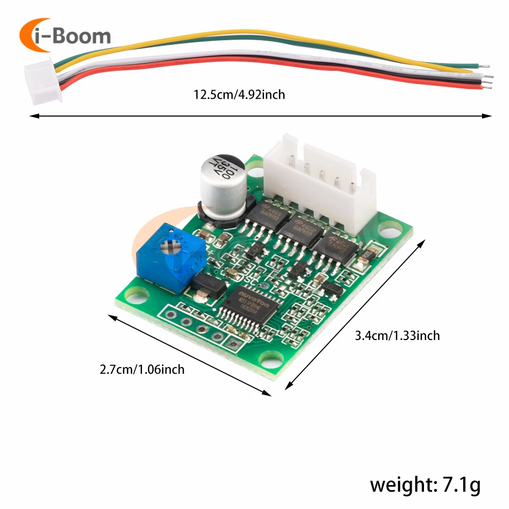 DC 6-20V 60W 12V Brushless Motor Speed Controller Without Hall BLDC Driver Board Module With Cable Support PLC 0-5V