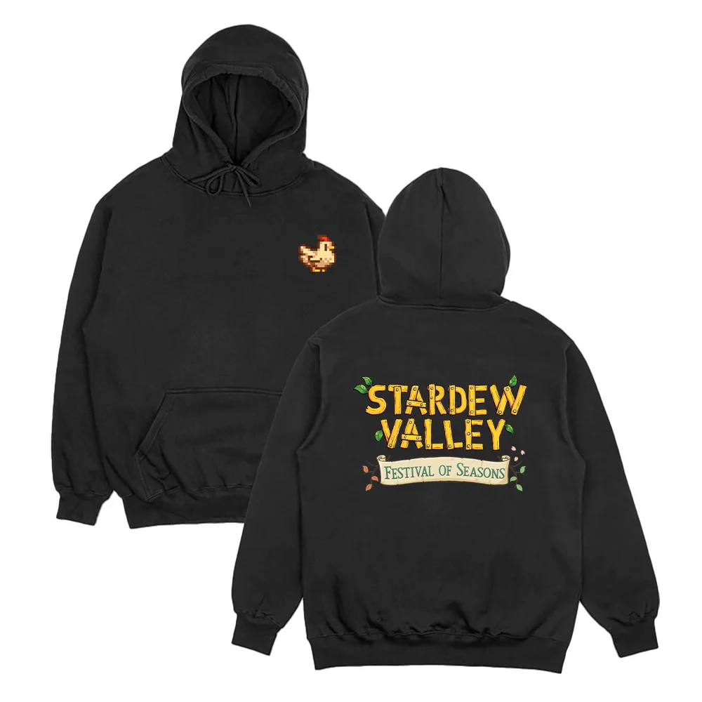8-Bit Chicken Sandstone Hoodie Stardew Valley Aesthetic Hoody Fleece Long Sleeve Street Style Pullover Y2K Unisex Casual Clothes