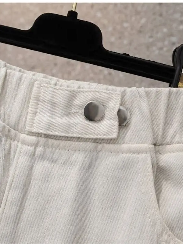 

S4XL Summer Women's Casual High Waist Straight Leg Jeans orts plus Size Cleanfit PU Fabric Bla Color Ladies Trousers