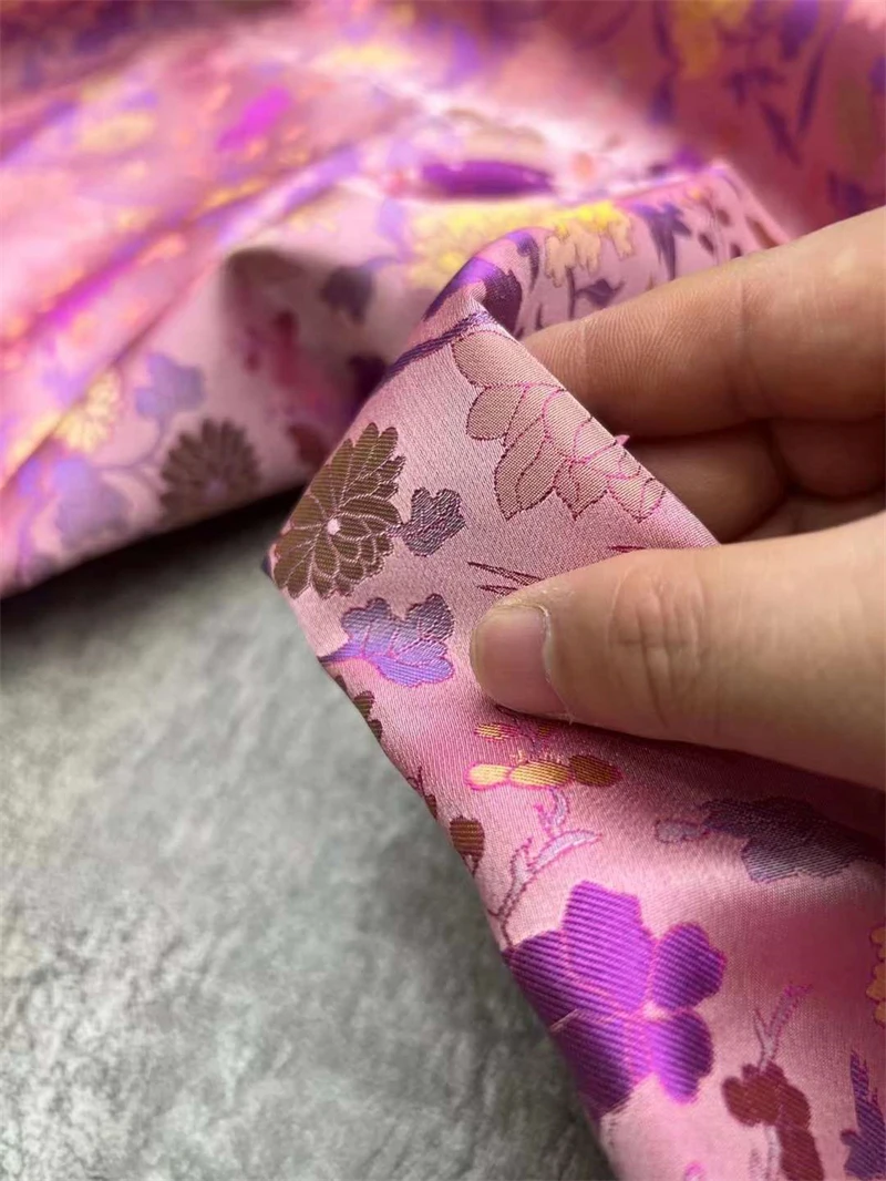 28momme Chinese Intangible Cultural Heritage New Song Brocade Pure Silk Jacquard Brocade Fabric Luxury Handmade Sewing Material