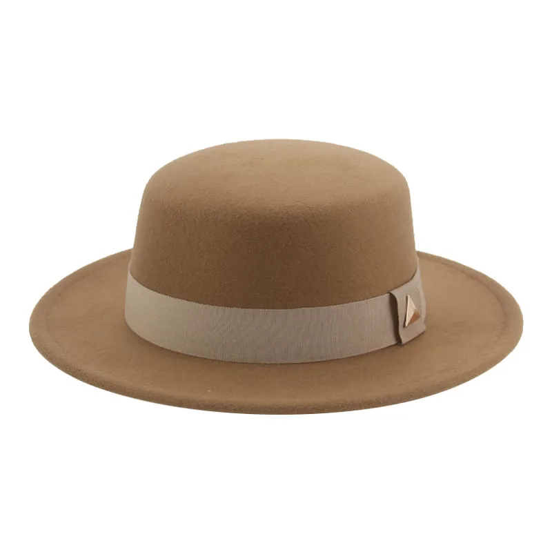 

Women's Hat Hats for Women Fedoras Felted Men Hats Flat Top Solid Band Luxury Khaki Black Casual Formal Fedora New шляпа женская