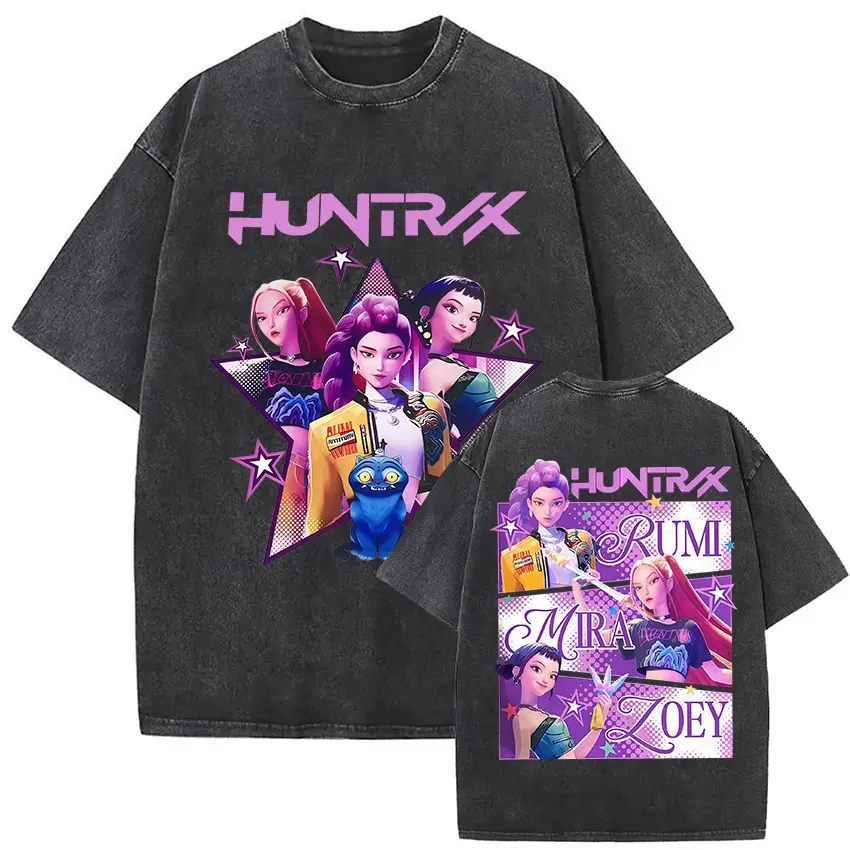 

Mira Kpop Demon Hunters Wont Miss Men T Shirt Washed Humorous Tees Short Sleeve Round Collar T-Shirt 100% Cotton Printing Tops