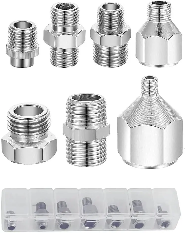 JOYSTAR 7 pcs of Airbrush Adaptor Set Airbrush Fitting Airbrush Connector kit for air Compressor & Airbrush Hose