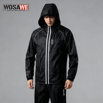 WOSAWE Motorcycl Raincoat Set Rain Jacket Pants Men Women Waterproof Windproof Coat Riding Rainproof Jackets