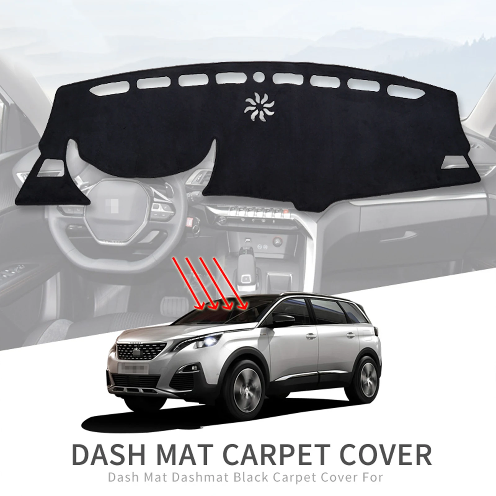 

Car Dashboard Mat for Peugeot 3008 5008 2017 2018 2019 2020 Sunshade Protective Carpet Dash Mat Dashmat