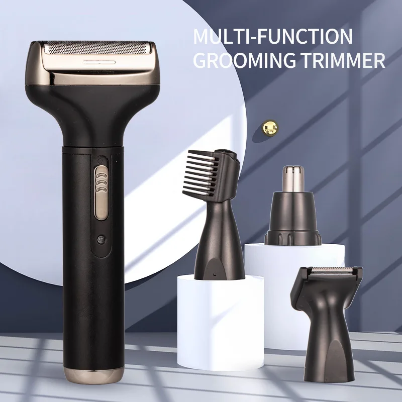 4 In 1 Electric Beard Shaver Professional Nose Trimmer Detachable Blade Mens Multifunctional Eyebrow Sideburns Trimming Machine