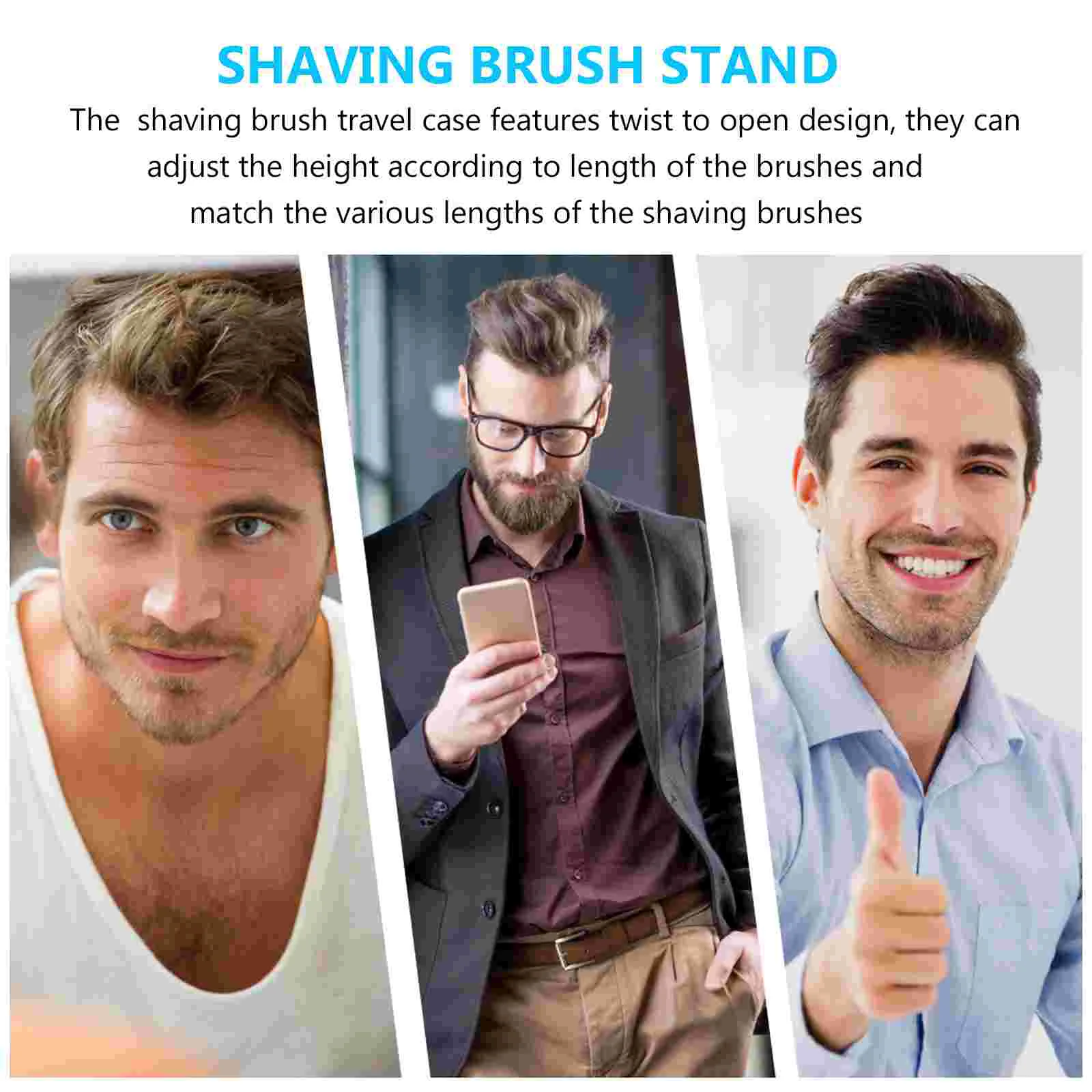 2 Pcs Suit Shaver Brush Barrel and Box Case for Men Shaving Stand Makeup Cream 55x55cm Transparent Holder Container Travel