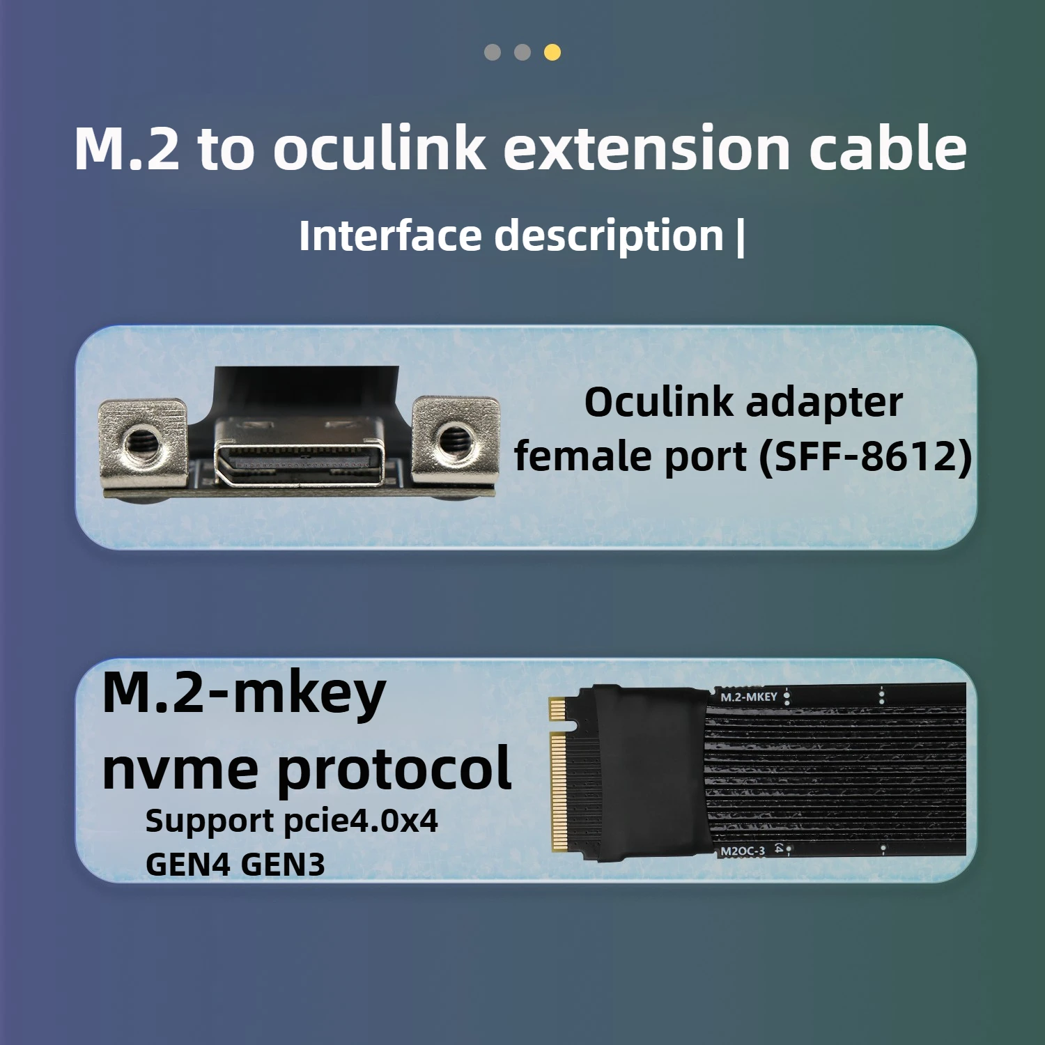 Pcie 4.0 x4 gen4 m.2 para oculink adaptador cabo de extensão banhado a prata pequeno host para placa gráfica externa embutida doca egpu
