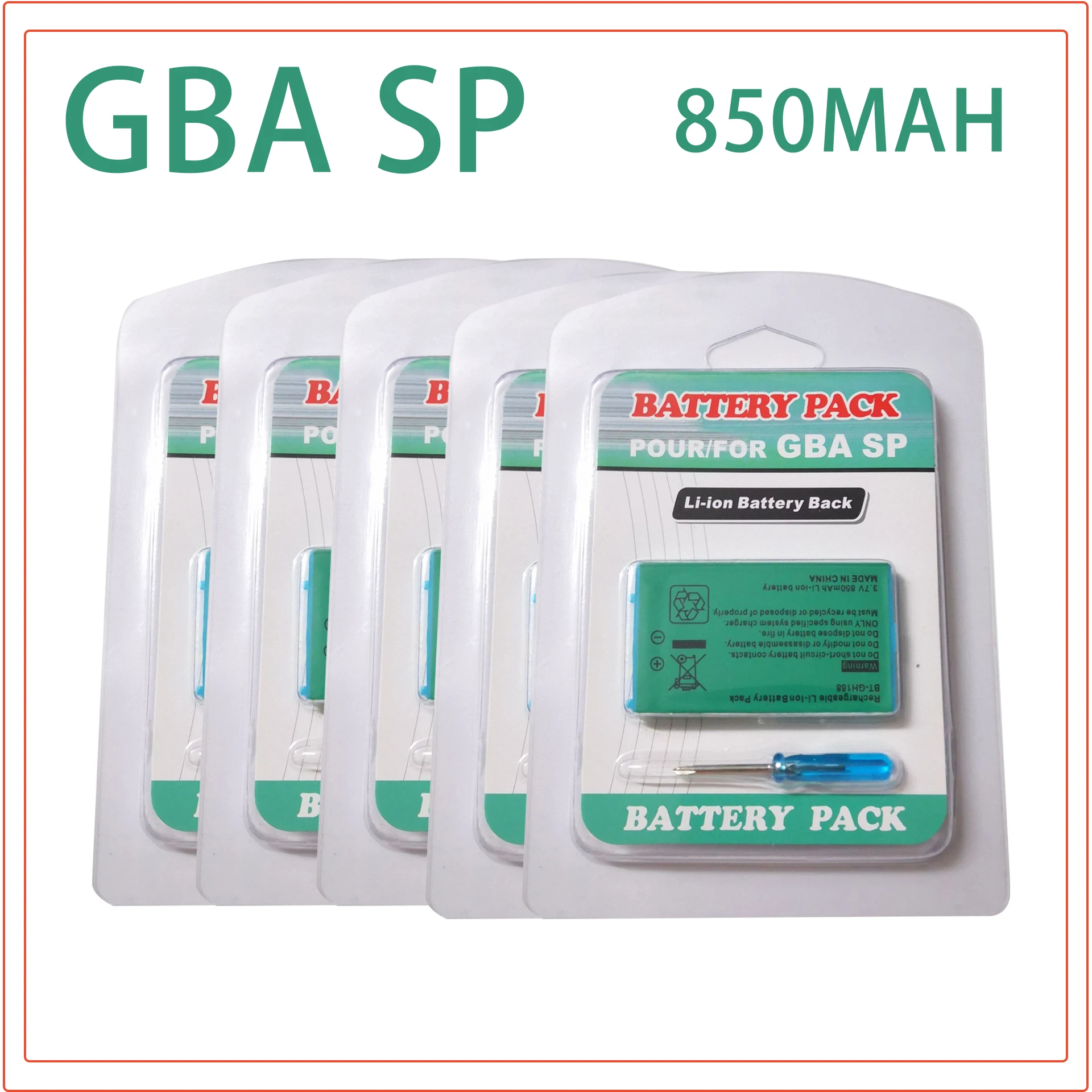 

1-10pcs Rechargeable GBA SP Battery 3.7V 850mAh for GBA GameBoy Advance SP Gaming Console with Screwdriver
