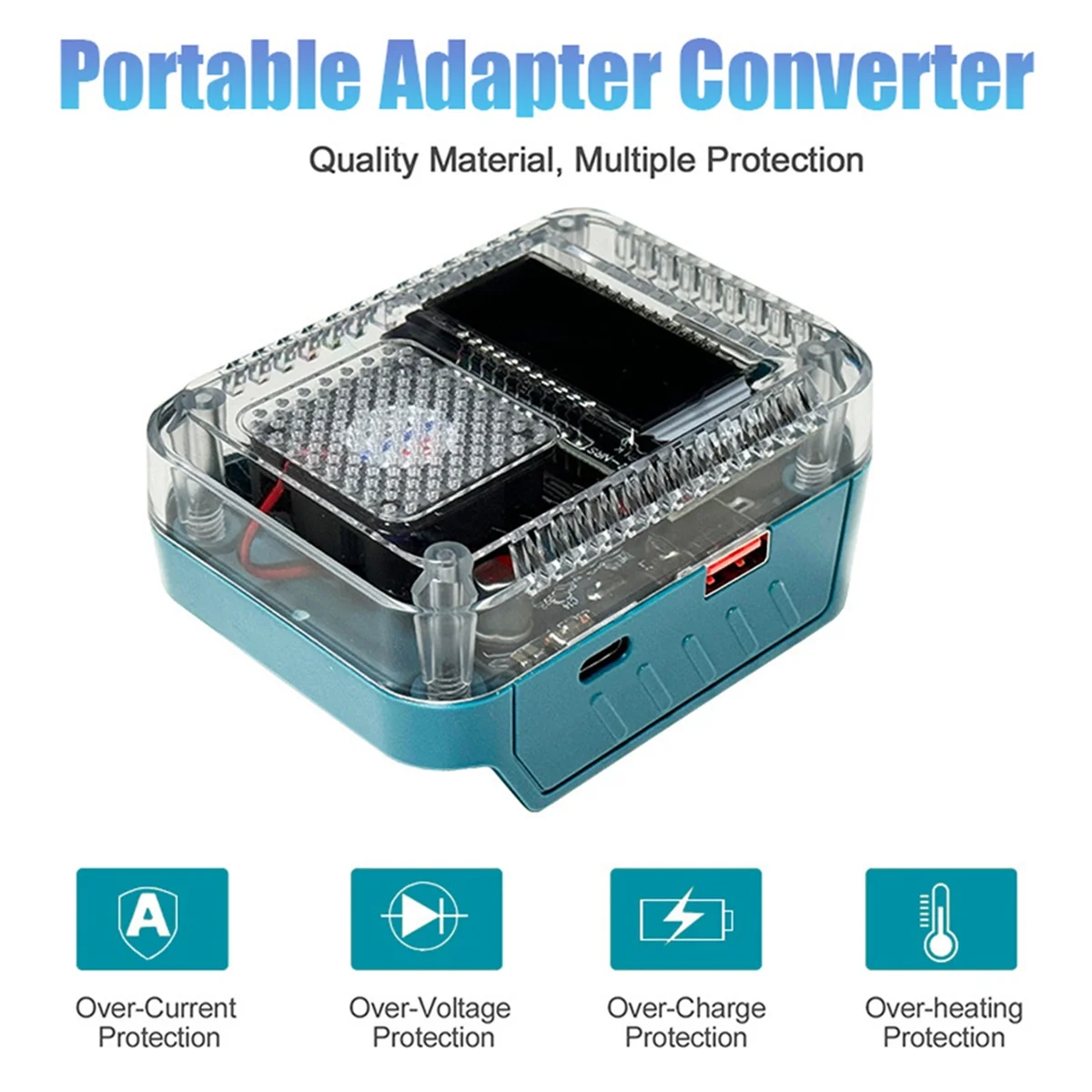 A002 Digital Display Lithium Battery Adapter Converter for Charger USB Type-C Power Bank 138W