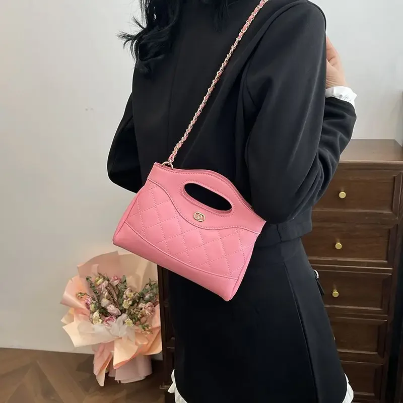 Xiaoxiangfeng Lingge-Bolso de mano con cadena para mujer, bandolera de un hombro, versátil y elegante, a la moda, novedad de 2024