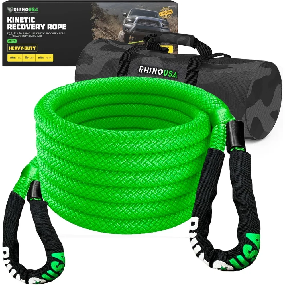 

Kinetic Recovery Tow Rope Heavy Duty Offroad Snatch Strap for UTV, ATV, Truck, Car, Tractor - Ultimate Elastic Straps Towing Ge