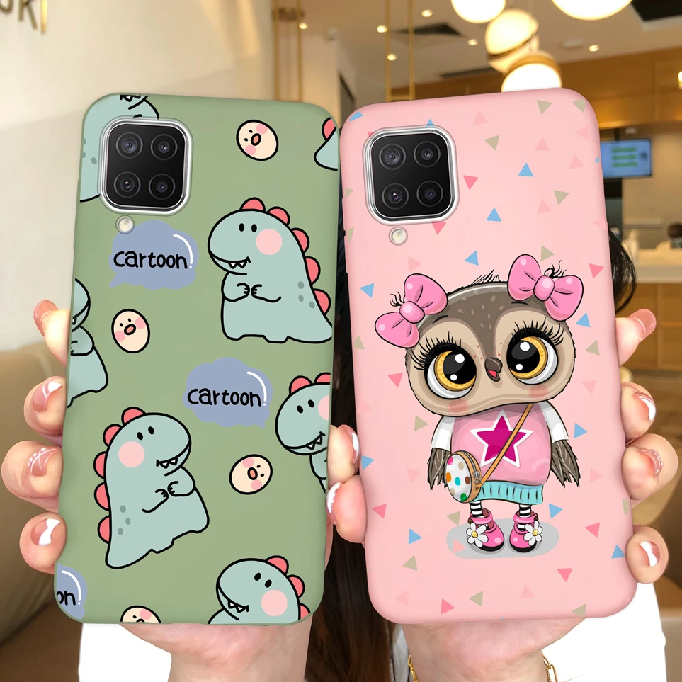 Luxury Case For Samsung Galaxy A12 A125 M12 F12 Cute Dinosaur Silicone Cover Shock Resistant Coque For A12 A 125 M 12 F 12 Funda