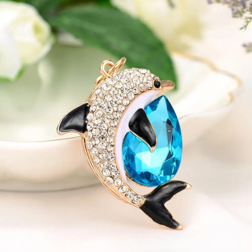 Girl Keychain Gift Rhinestone Dolphin Keychain Pendant with Lobster Clasp Sparkling Key Ring Accessory for Bags Car Everyday Use