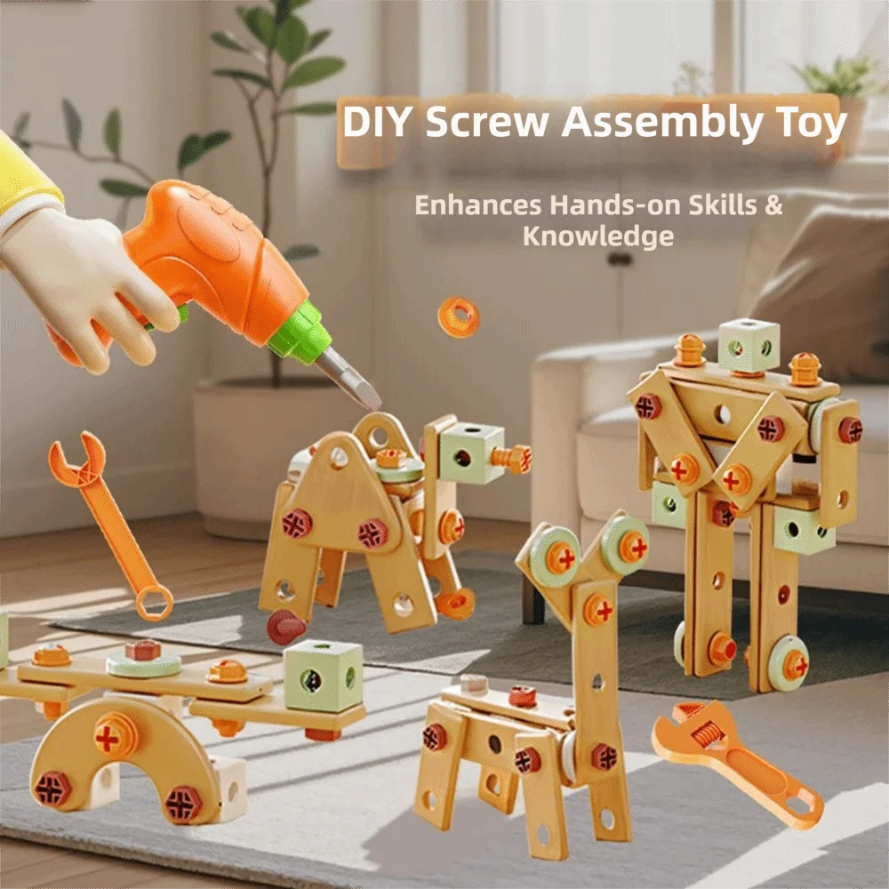 59/100/143 قطعة صندوق أدوات صيانة المحاكاة التعليمية للأطفال مونتيسوري تعلم هدايا عيد الميلاد مجموعة أدوات خشبية #2