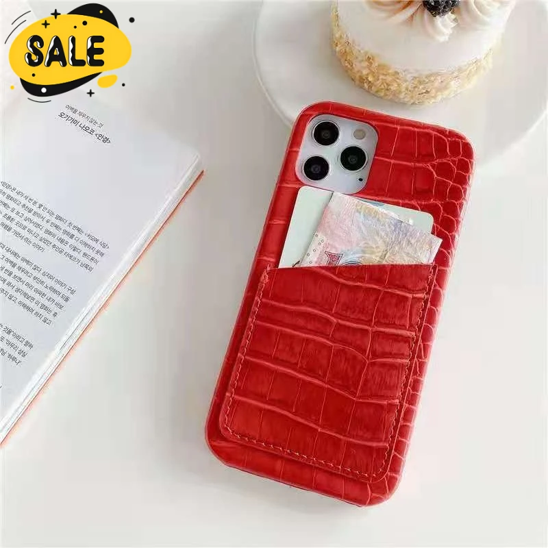 

Card Bag Wallet Crocodile Pattern Phone Case for Iphone 13 12 11 Pro Max XS Max Shockproof Heat Dissipating Protector Cover
