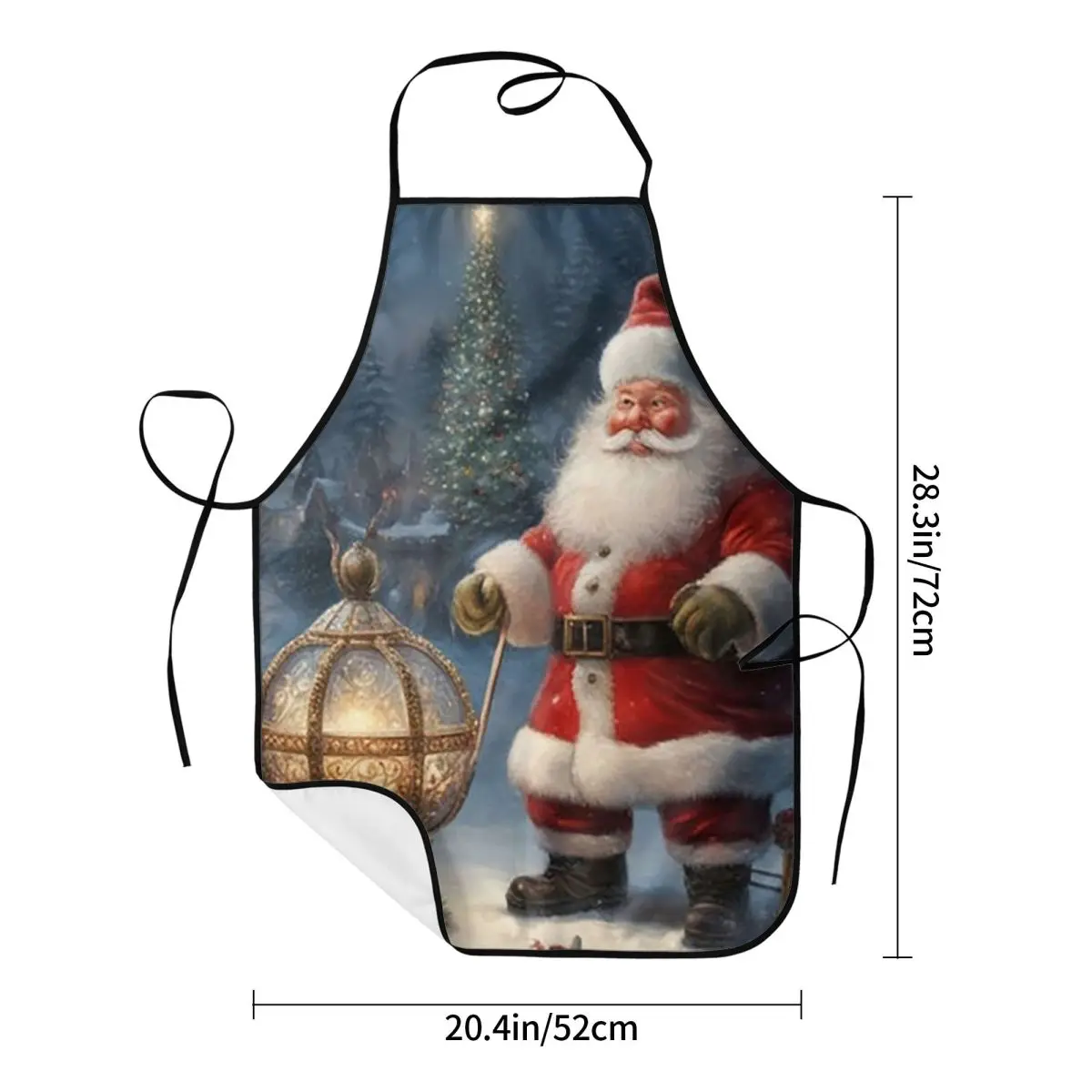 Christmas Santa Claus Snow Village Aprons Chef Cooking Tablier Sleeveless Bib Kitchen Cleaning Pinafore for Women Men Painting