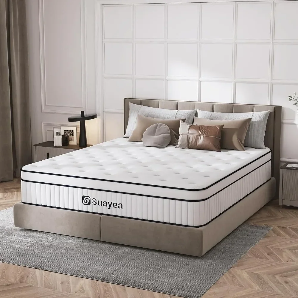 10 Inch King Size Mattress in a Box, Strength Hybrid Mattress with Pocket Spring and Soft Foam, Ultimate Motion Isolation