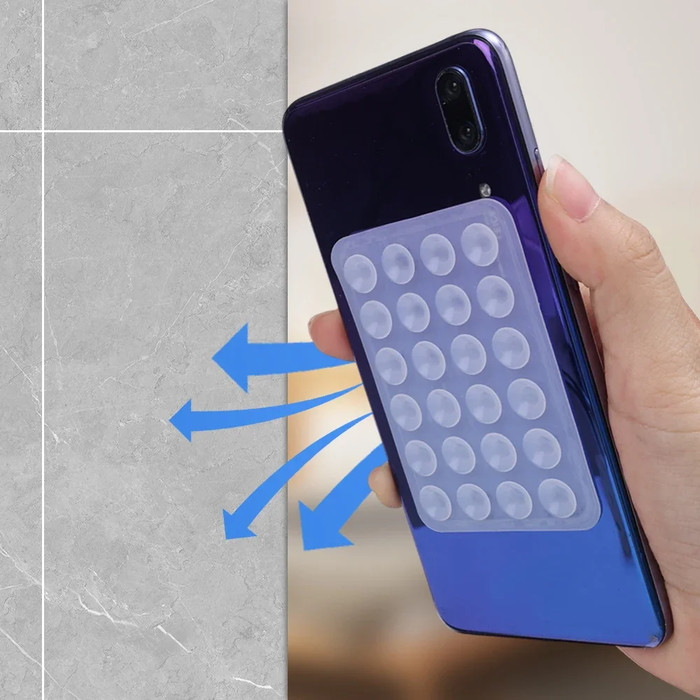 1-5Pcs Mobile Phone Back Sticker Suction Cup Holder Silicone Cup Mat Smartphone Wall Stand for Glass Ceramic Tiles Smooth Walls