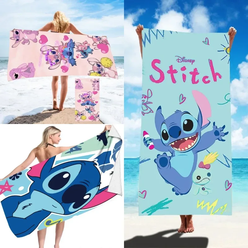 Lilo & Stitch Cartoon Bath Towel Anime Figures Kids Beach Towel Summer Swim Shower Washcaloth Bathroom Supplies Casual Simpl