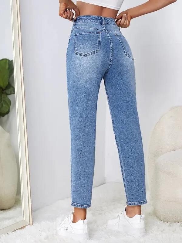 

High Waist Loose Women Harem Jeans plus Size 00kgs 75cms Cleanfit Sle PU Fabric mid Elastici for Middle-aged Women