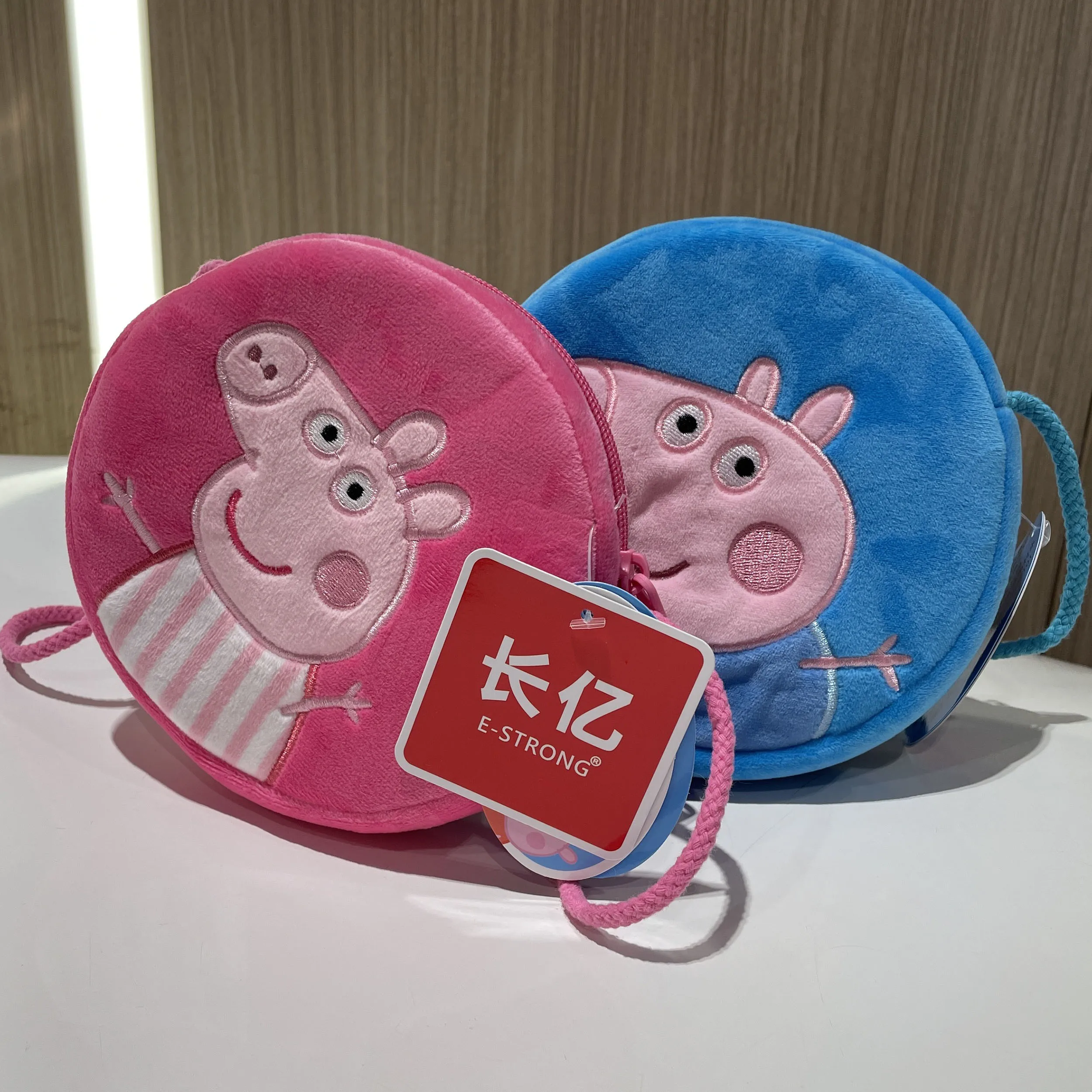 16cm New 100% Genuine Peppa Pig Plush Pink Blue Round bag Cross bags Peppa George kids Birthday gift Toy soft Doll hot sale