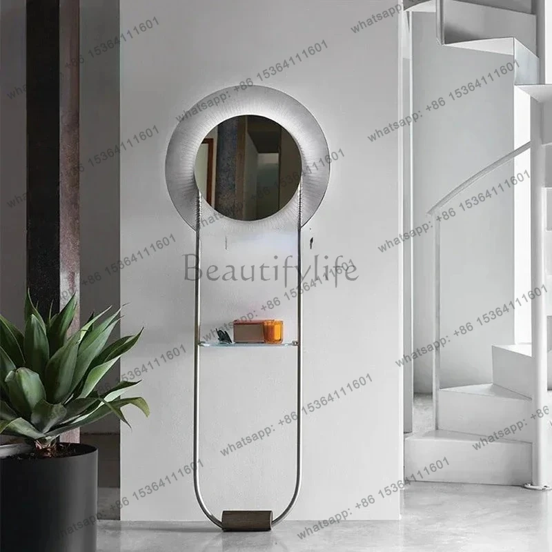 Acrylic Mirror Full-Length Mirror Wall Comb Makeup Mirror Smart round Shaped LED Light Decorative