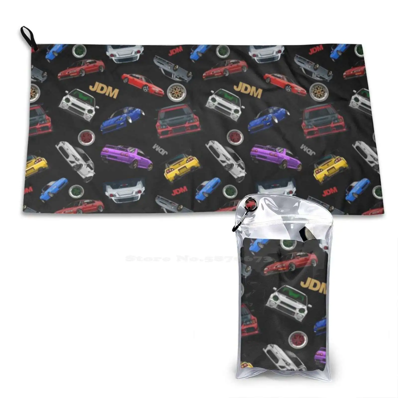 Jdm Pattern Soft Towel Quick Dry Beach Towel Automotive Automobile Stance Sportcar Drift Legend Supercars Vehicle Nurburgring