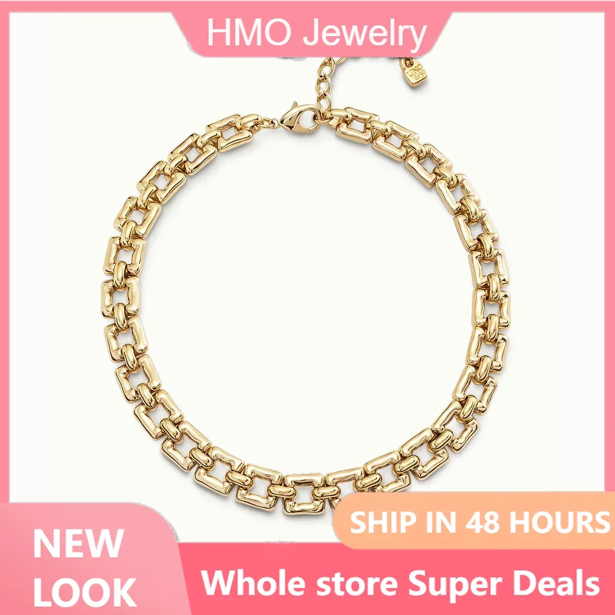 2024 Latest Hot Sales Spain UNO de 50 Jewelry Exaggerated Punk Geometry Square Hollow Necklace Women's High Quality Gift