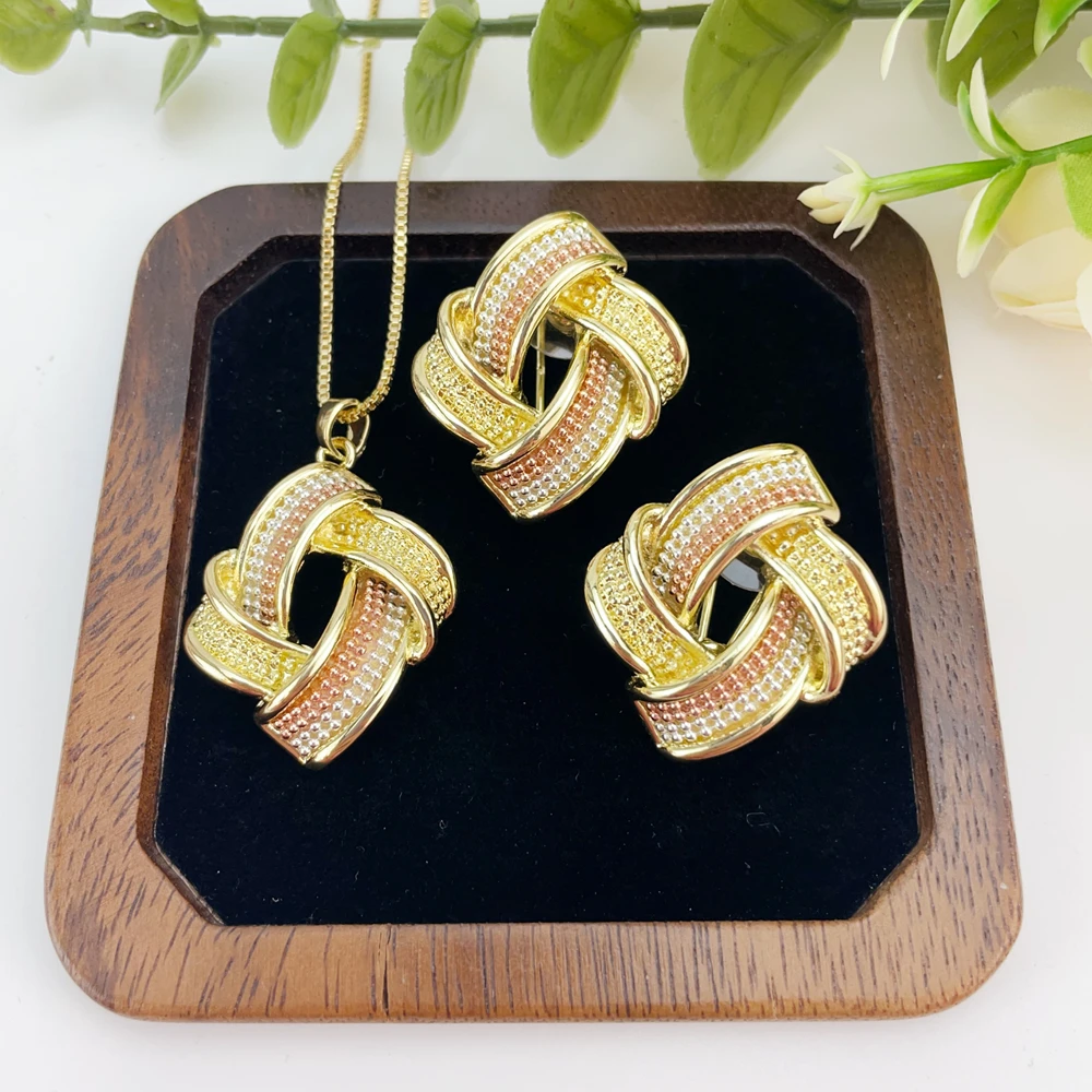 Fashion Classic Jewelry Set For Women Earrings Pendent Romantic Necklace Sets For Wedding Party Anniversary Gift KY25408