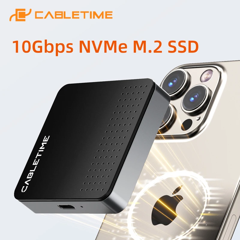 

CABLETIME Hard Drive Enclosure 10Gbps NVMe M.2 SSD Firm Magnetic USB C Female M Key or B+M Key Support NVMe Protocols