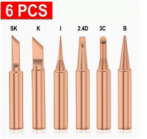 5PCS 900M Soldering Iron Tip Set Copper Plated Iron Core Inside Hot Bare Solder Head for Electronic Repair DIY Craft