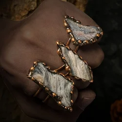 YEEVAA Vintage Ring Inlaid White Natural Stone In Irregular Shape Suitable For Men Women Match Daily Outfits
