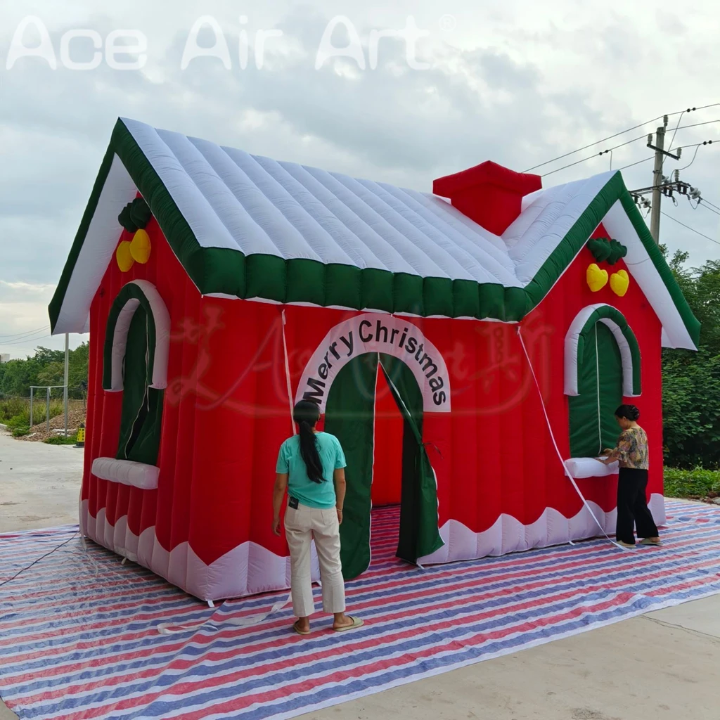 Inflatable Christmas Houses Santa Claus Christmas Advertising Inflatable Santa Grotto Tent for Event Decoration