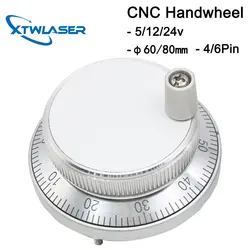 CNC Pulser Handwheel 5V 6pin Pulse 100 Manual Pulse Generator Hand Wheel CNC Machine 60mm 80mm Rotary Encoder