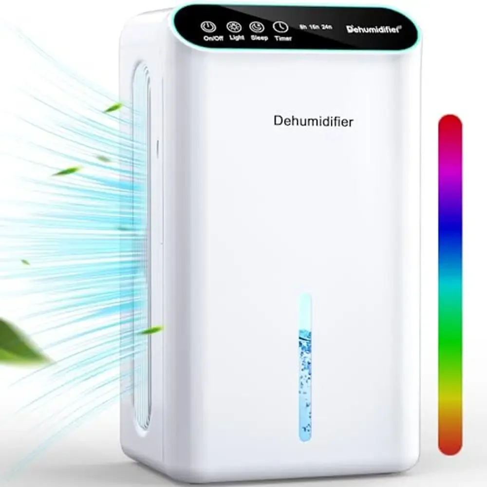 Home Dehumidifiers Up to 800 Sq.ft 86oz Water Tank with Essential Oil Diffuser 7 Color LED Light 24H Timer Quiet Operation Safe