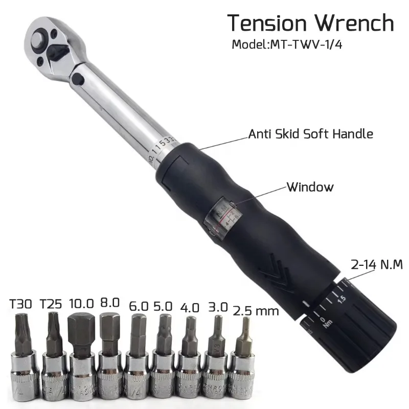 1/4 CR-V دراجة مفتاح العزم مجموعة نافذة عرض نظام القياس متري مادة الكربون الصلب لتقوم بها بنفسك OEM التخصيص