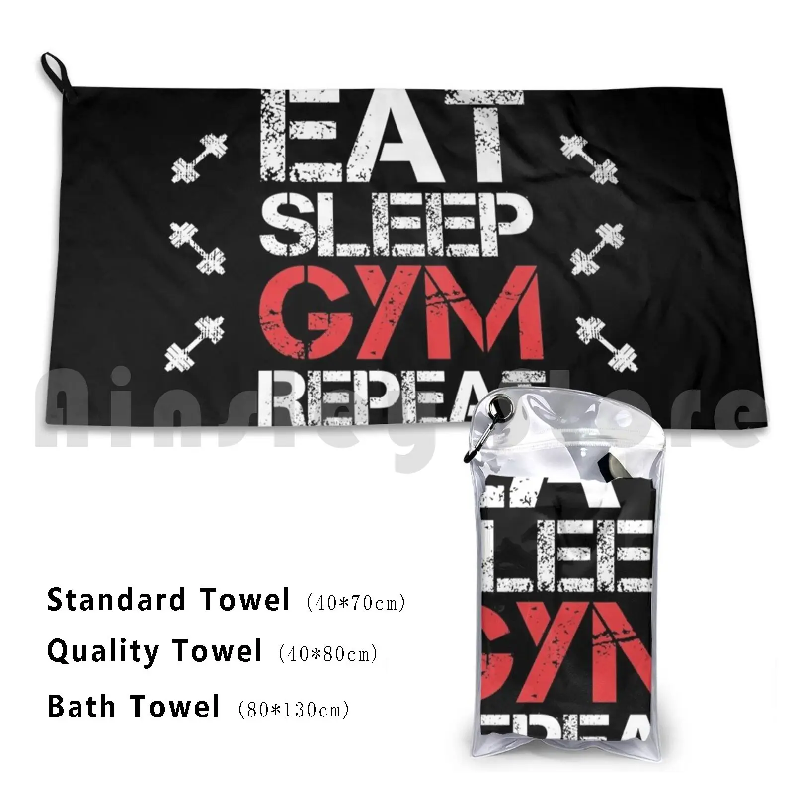 Eat Sleep Gym Repeat Custom Towel Bath Towel Gym Workout Fitness Lift Funny Eat Sleep Gym Repeat Training