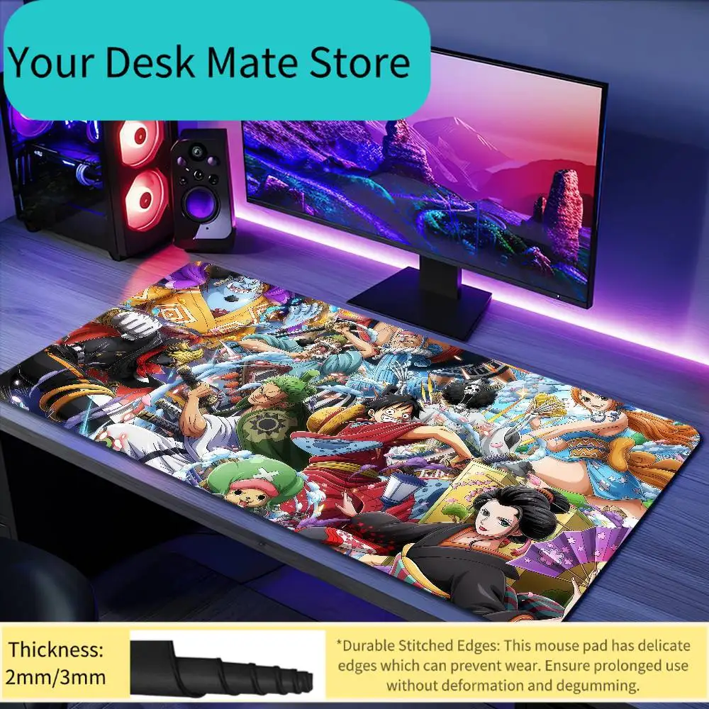 One Piece Wano Country All Characters Anime Gaming Mouse Pad, Non-Slip & Stain Resistant Extended Desk Mat