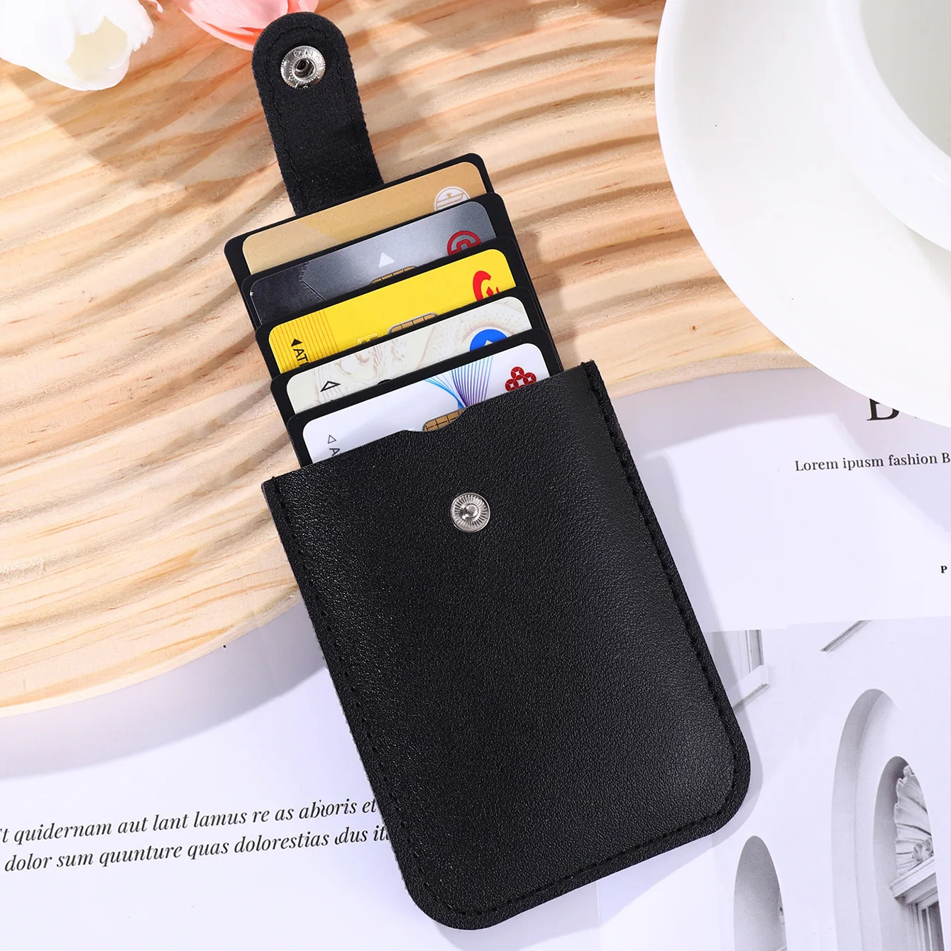 1pc Multi-Card Bit Pu Leder geschichtet versteckte Pull Card Bag schlanke Brieftasche tragbare Bus ID Kreditkarte Abzeichen Inhaber Organizer Taschen