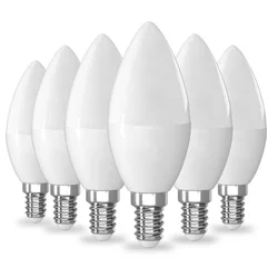 6pcs E14 LED Bulb AC220-240V LED light bulb Indoor Warm White Cold White Candle lamp 5W 6500K/3000K C37 For Home Decoration Lamp