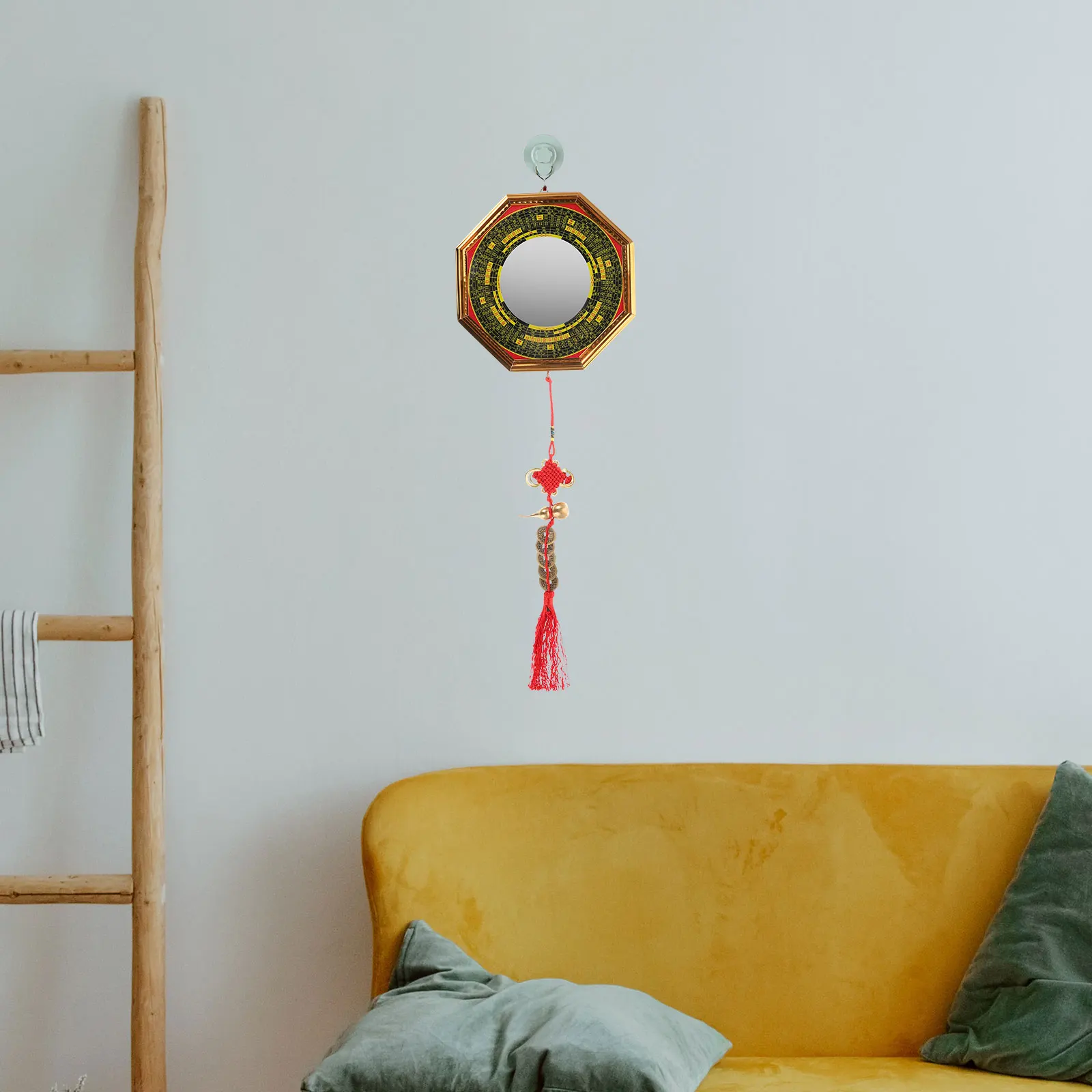 

Bagua Mirror Brass Concave Feng Shui Decorative Ornaments Indoor Outdoor Home Wall Art Chinese Eight Diagrams Symbol