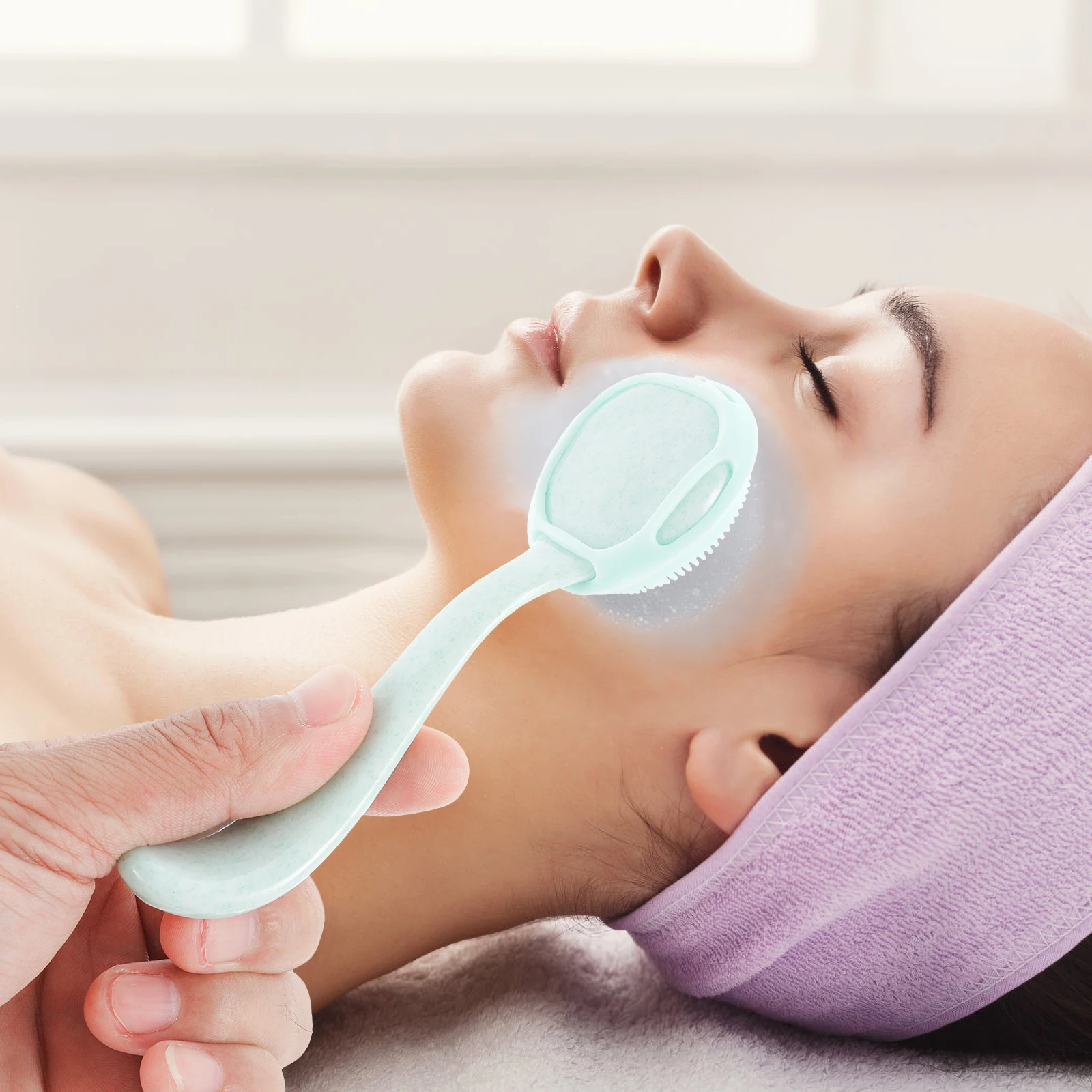 Brosse pour le visage en Silicone, 3 pièces, épurateur pour le visage, manche Long, nettoyant pour pores en profondeur, masseur pour le visage à poils souples pour un usage quotidien